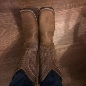 Rare Abilene TwoTone Brown Mens Leather Cowboy Boots W/Intricate Design- 10 1/2